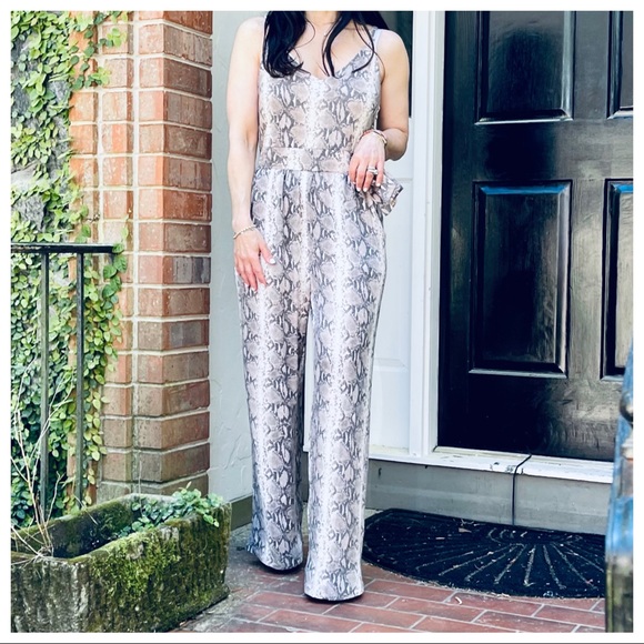 #01 Snakeskin print Wide leg tank jumpsuit - Picture 5 of 15